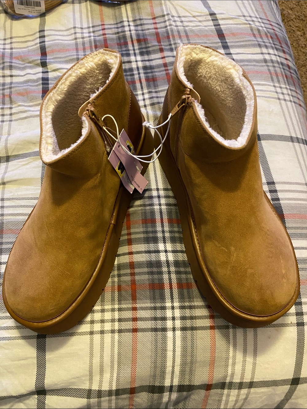 wild fable Tan Suede Ankle Booties with Fleece Lining